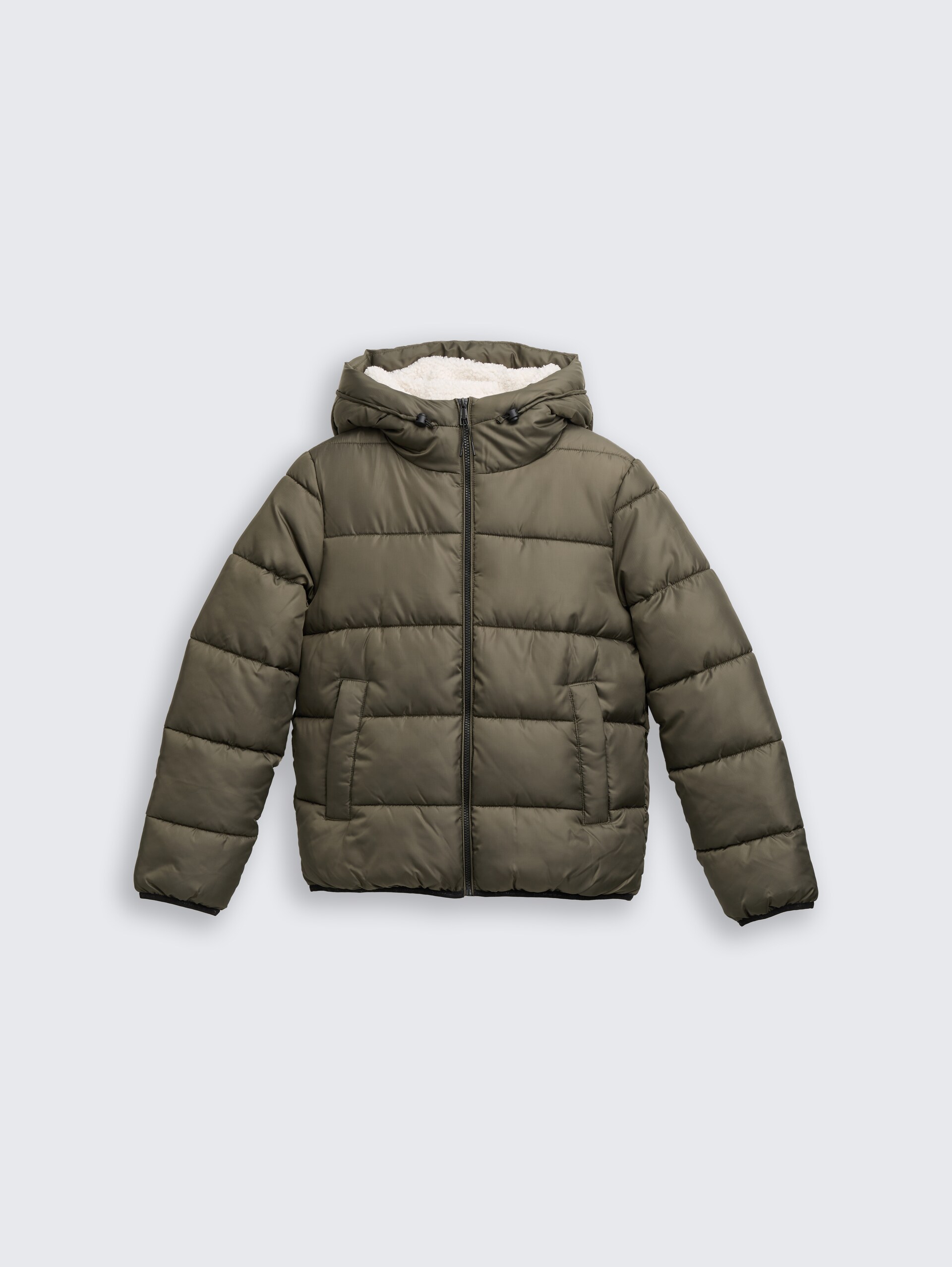 Puffer-Jacke mit Kapuze - Grape Leaf Green - Vorder-Produkt-Ansicht