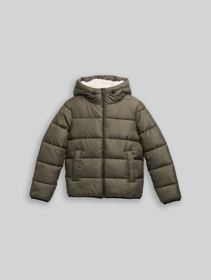 Puffer-Jacke mit Kapuze von Denim Female, Grape Leaf Green