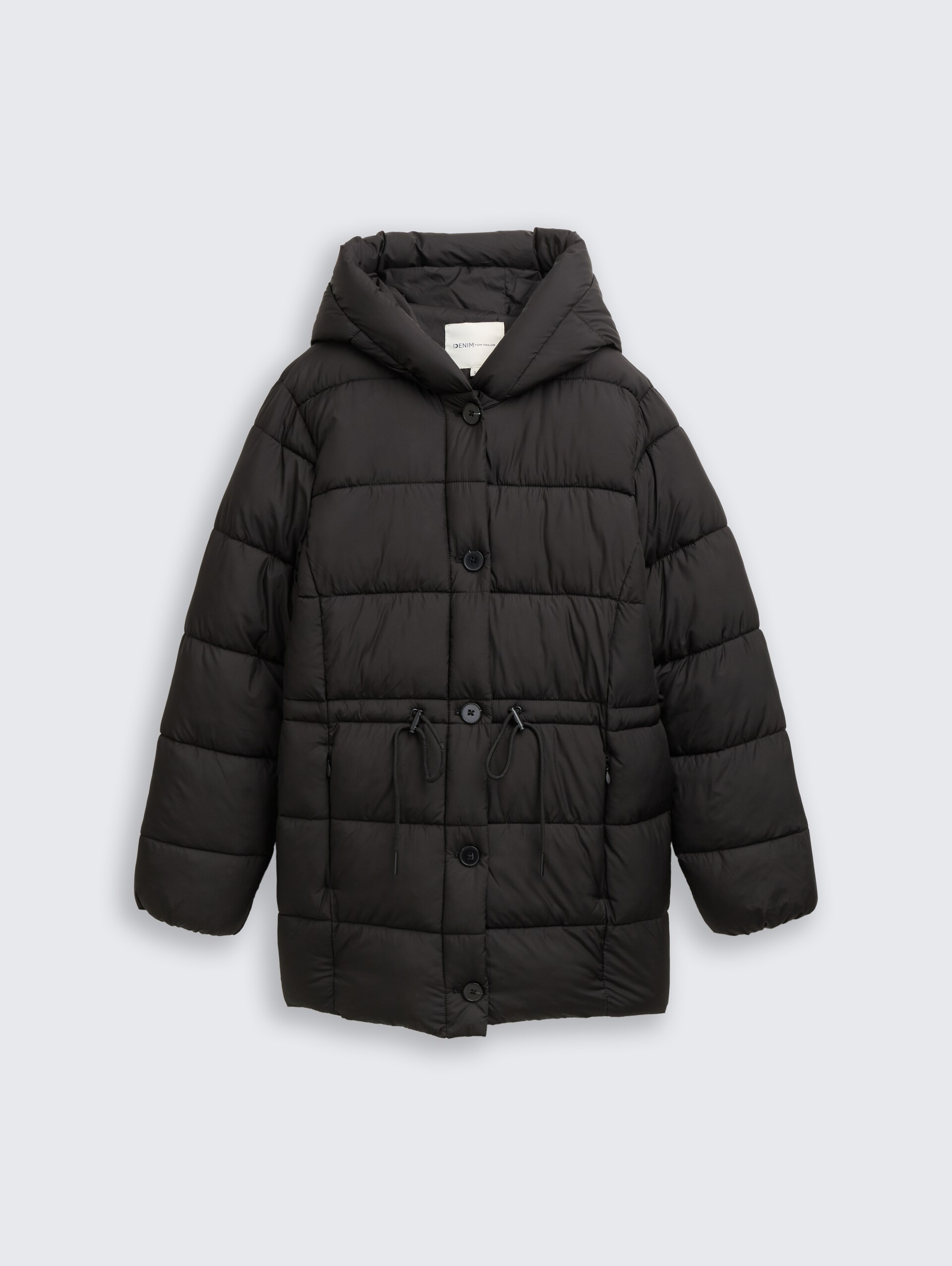 Puffer-Mantel mit Knopfleiste - deep black - Vorder-Produkt-Ansicht