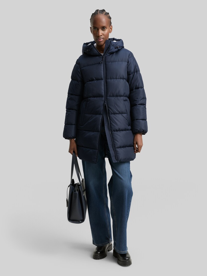 Puffer-Mantel mit Kapuze von Denim Female, sky captain blue