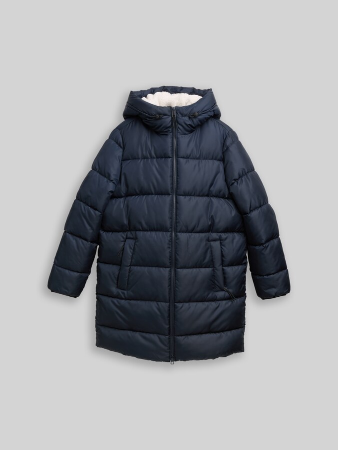 Puffer-Mantel mit Kapuze von Denim Female, sky captain blue