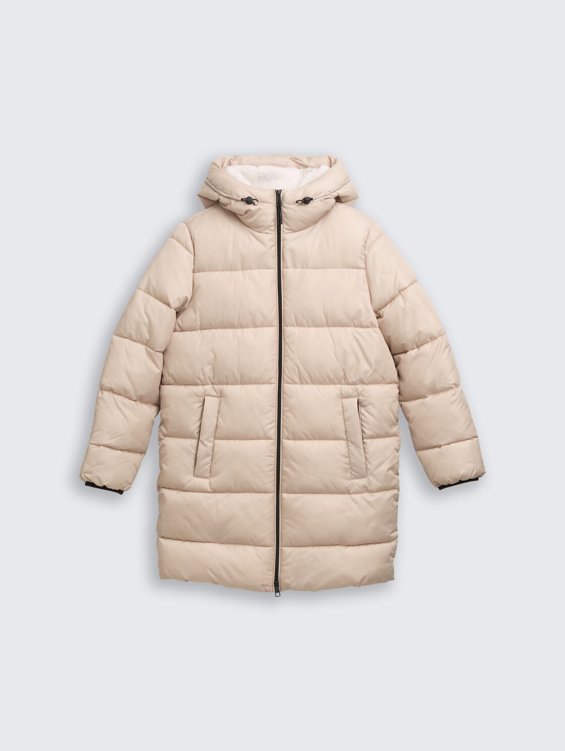 Puffer-Mantel mit Kapuze - Cashew Beige - Vorder-Produkt-Ansicht