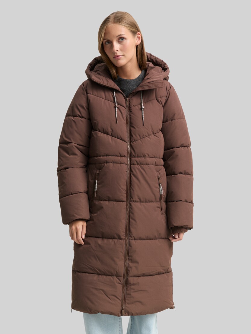 Puffer-Mantel mit Kapuze von Denim Female, soft chocolate brown