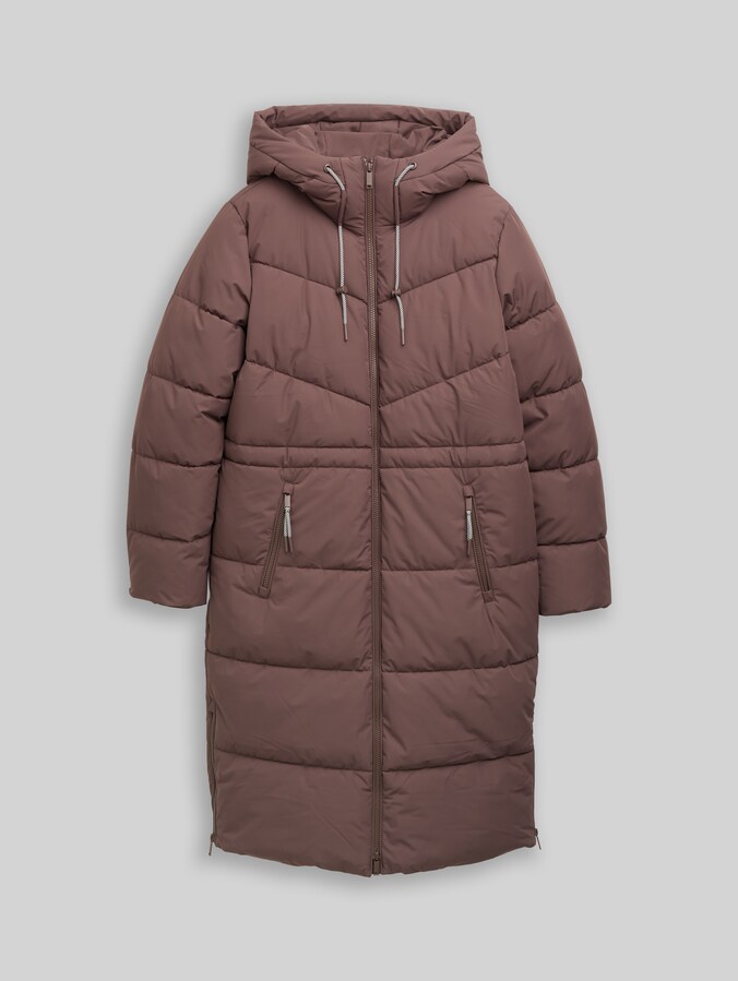 Puffer-Mantel mit Kapuze von Denim Female, soft chocolate brown