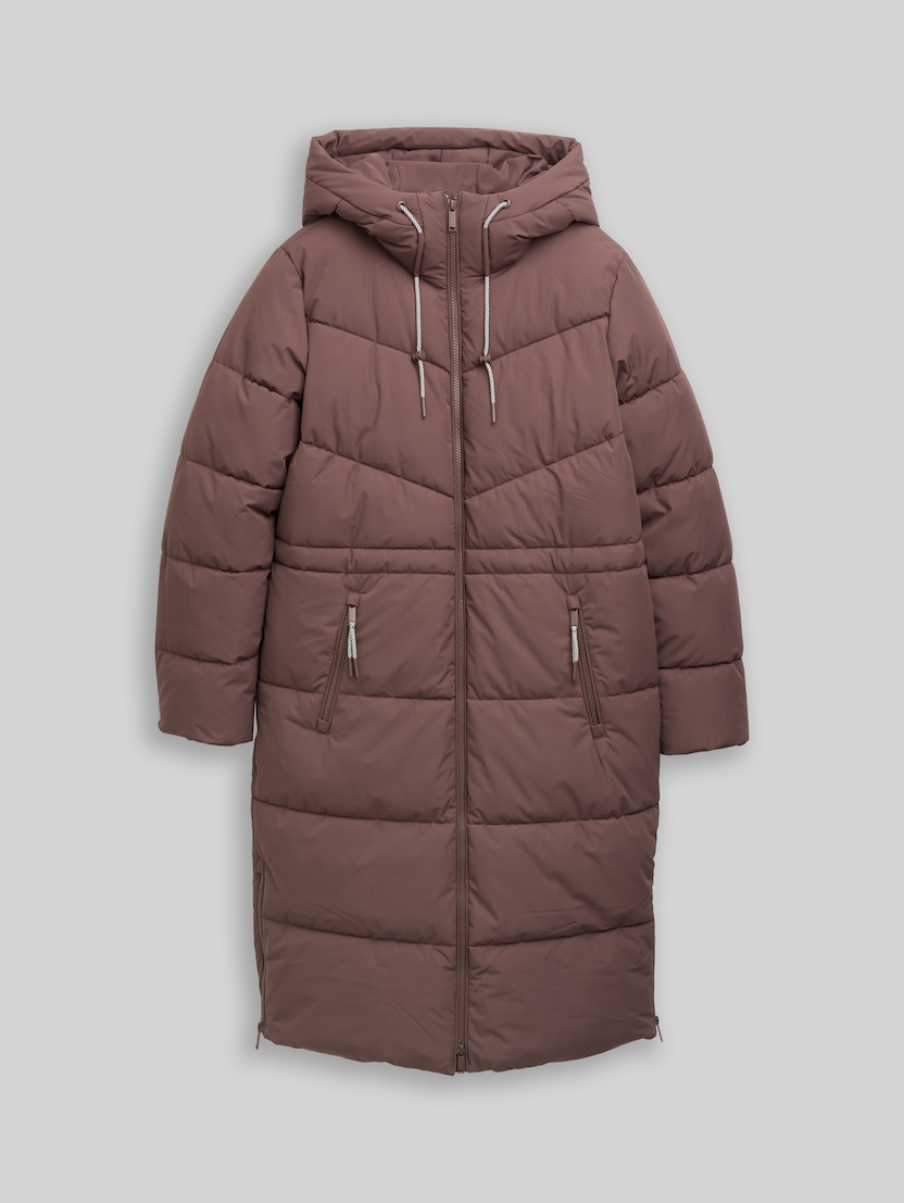 Puffer-Mantel mit Kapuze von Denim Female, soft chocolate brown
