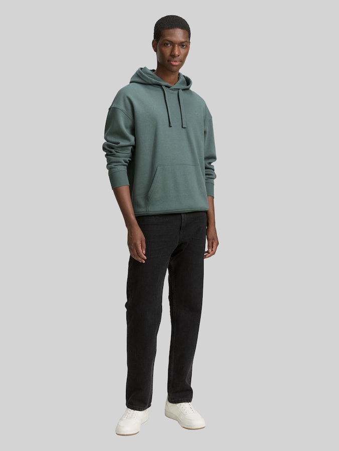 Relaxed Fit Hoodie Sweatshirt mit Rückenprint von Denim Male, washed jasper green