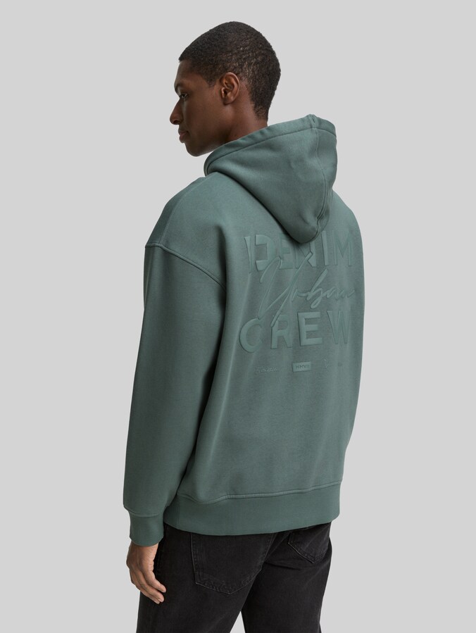Relaxed Fit Hoodie Sweatshirt mit Rückenprint von Denim Male, washed jasper green