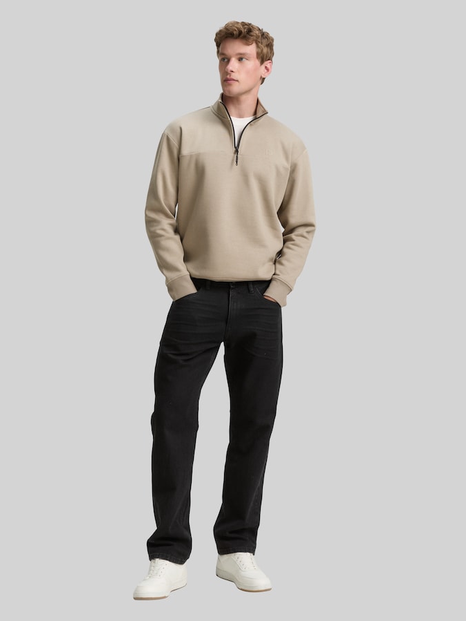 Troyer Sweatshirt mit Logo-Print von Denim Male, roasted nut brown
