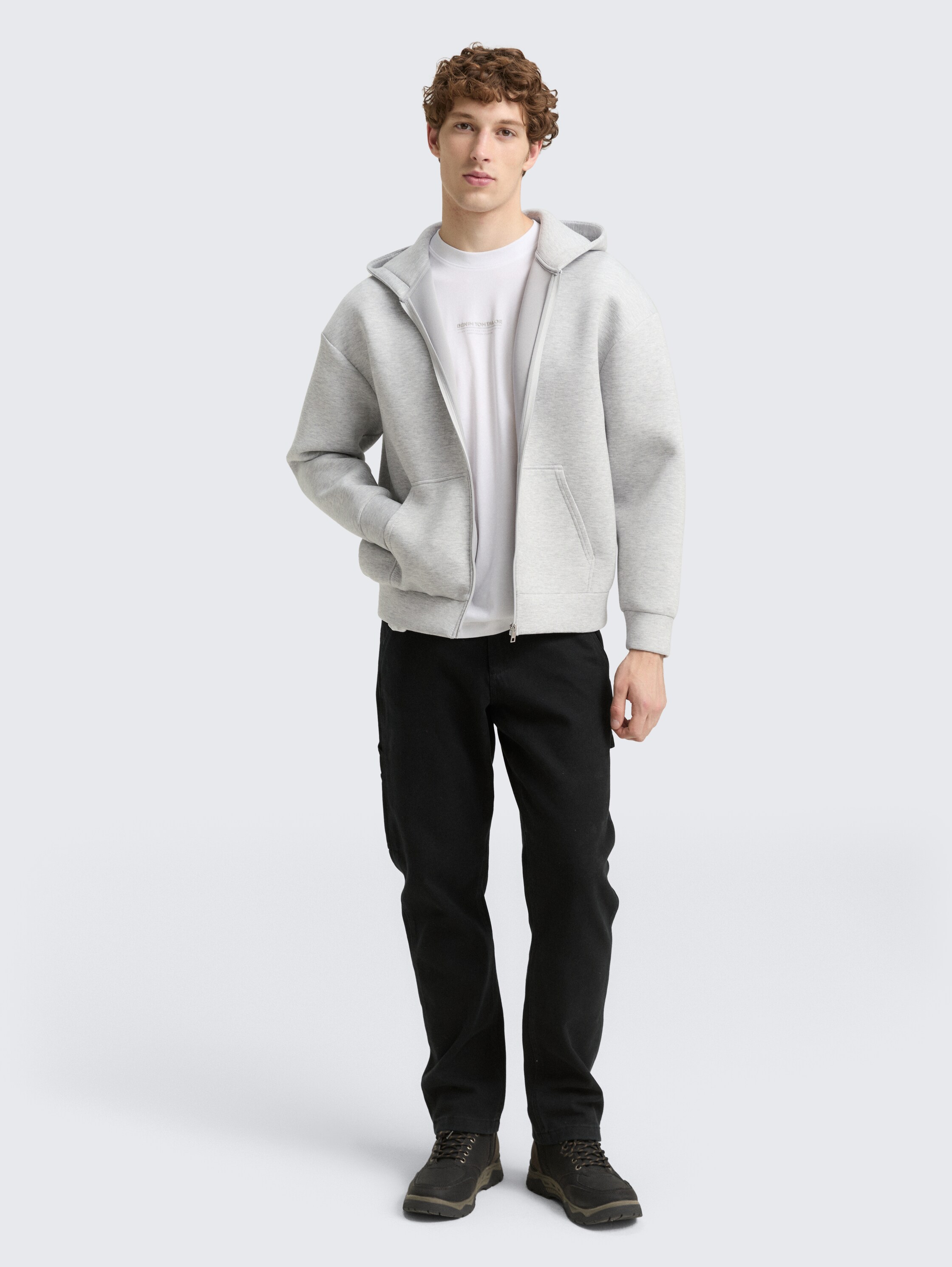 Relaxed fit hoodie sweatjack van Scuba - light_stone_grey_melange - 