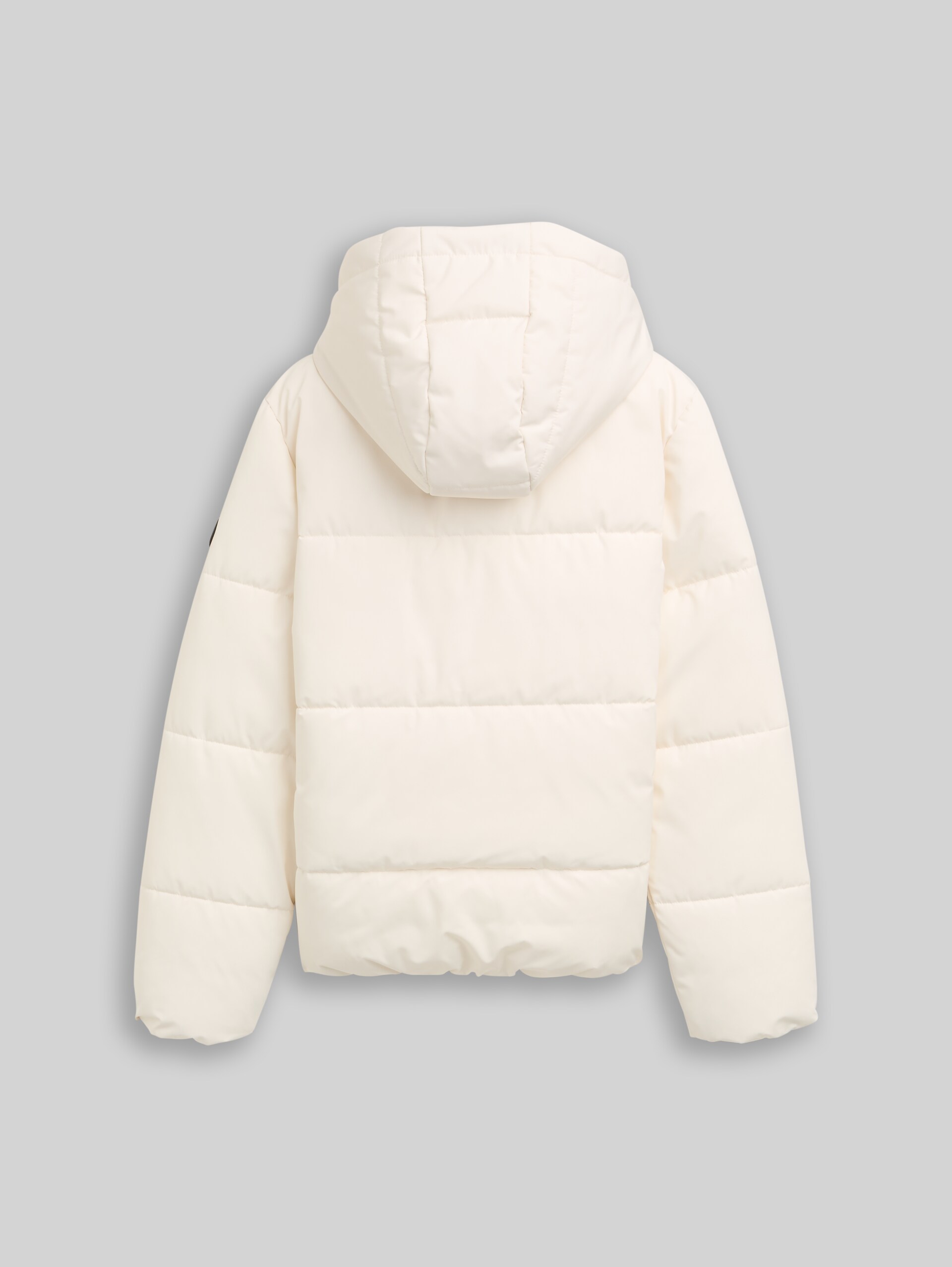 Puffer jacket with detachable hood - soft neutral beige