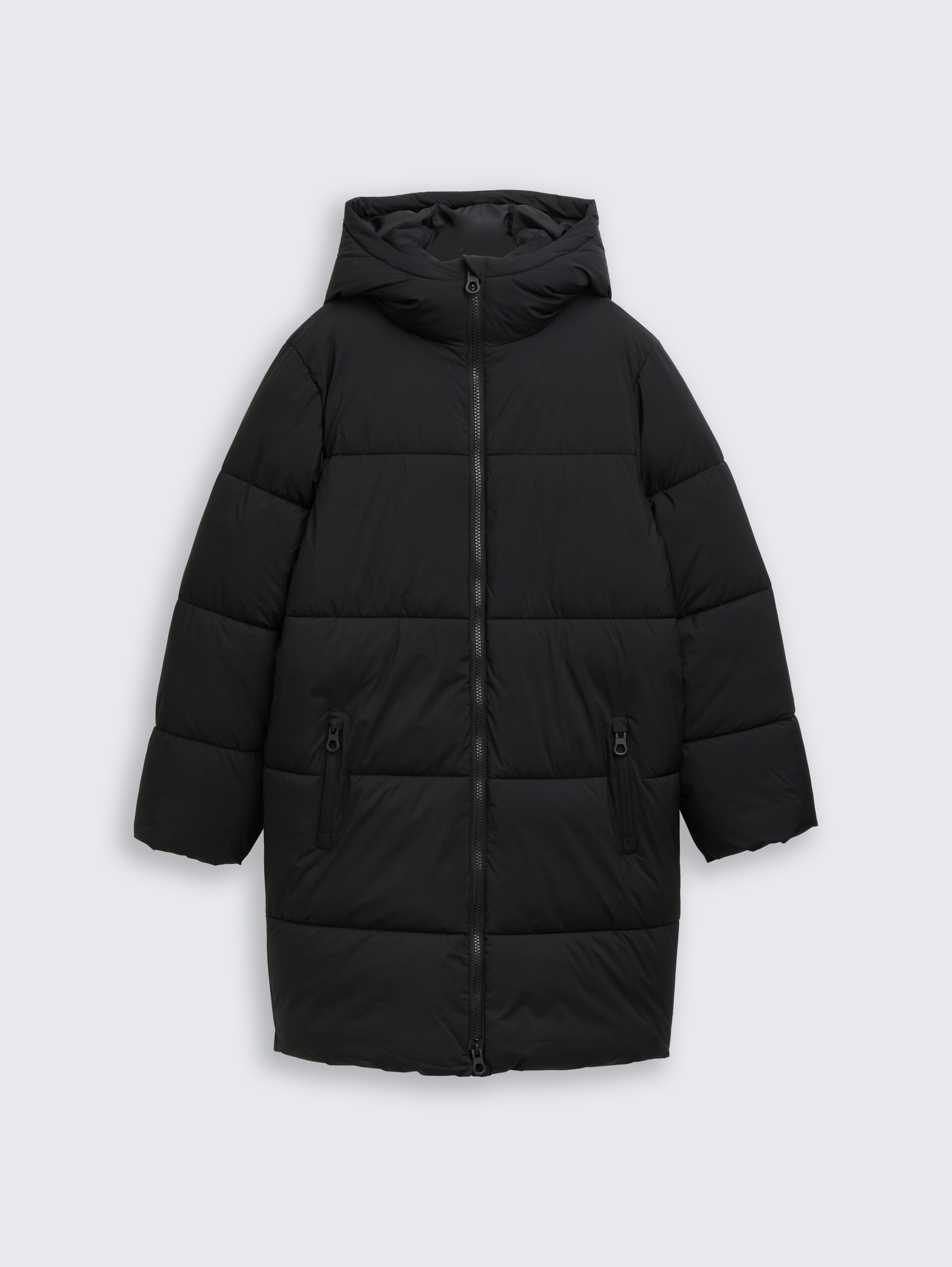 Puffer-Mantel mit Kapuze - Black - Vorder-Produkt-Ansicht