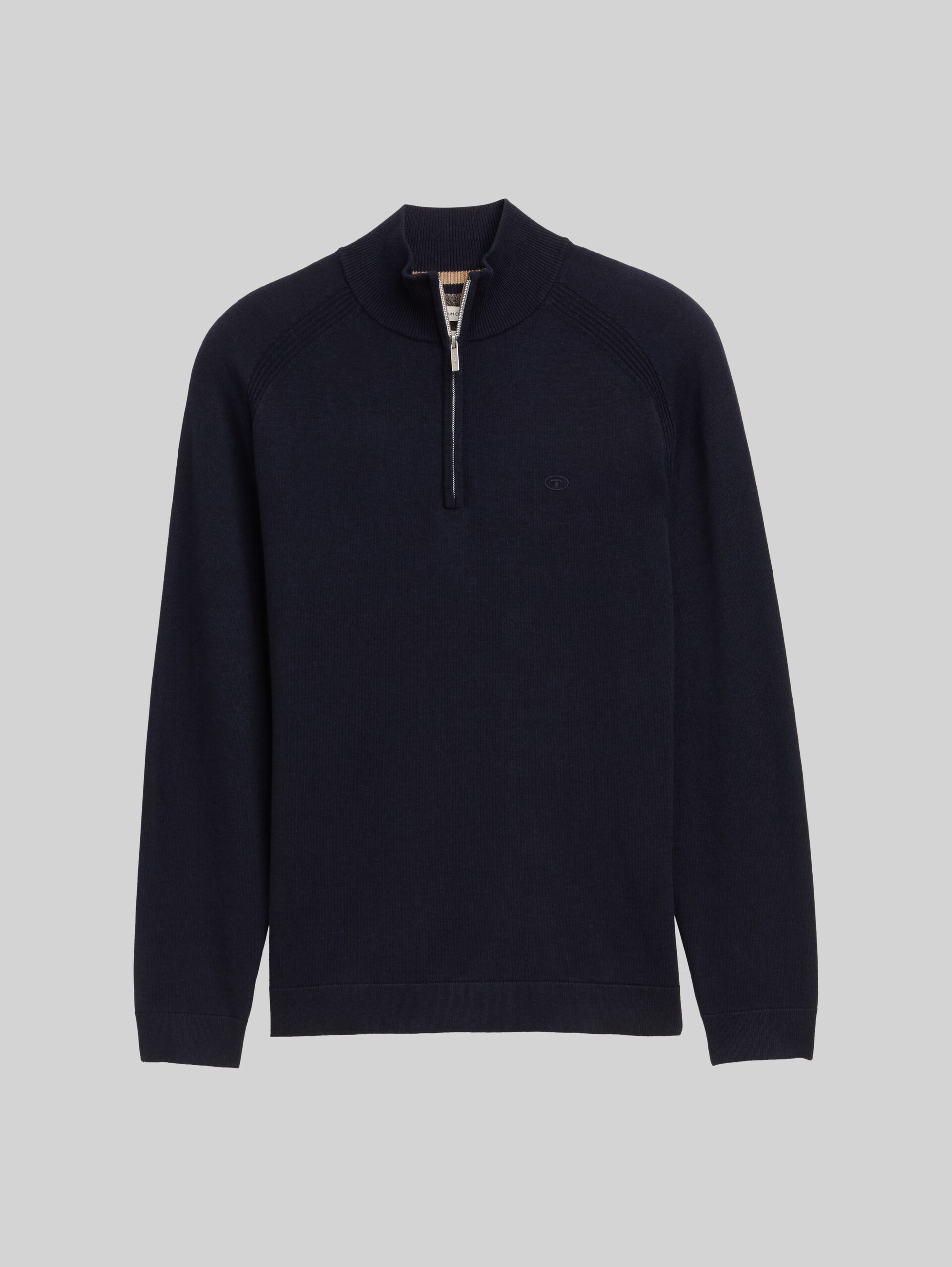 Troyer knitted jumper with logo embroidery - Knitted Navy Melange