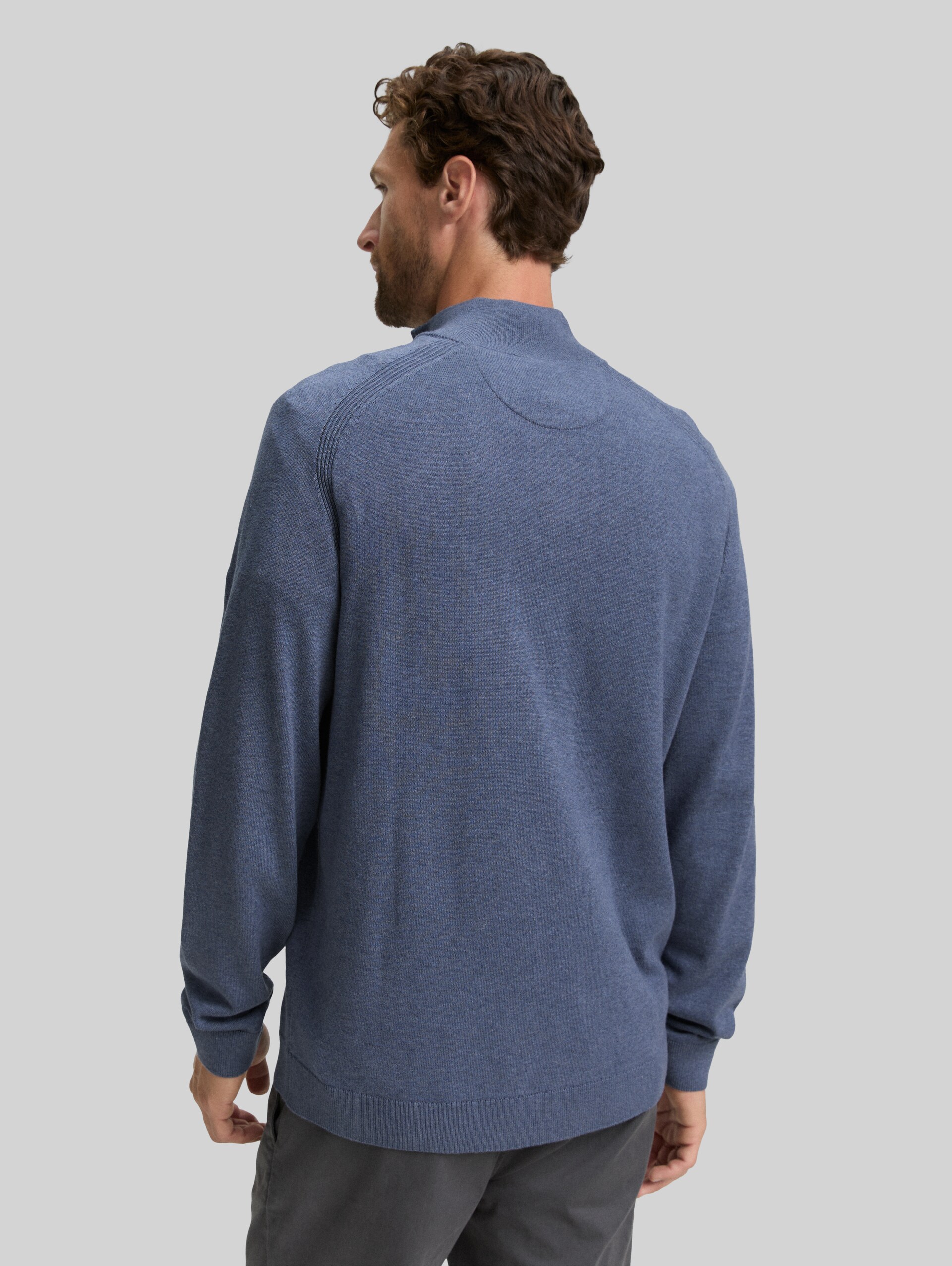 Troyer knitted jumper with logo embroidery - vintage indigo blue melange