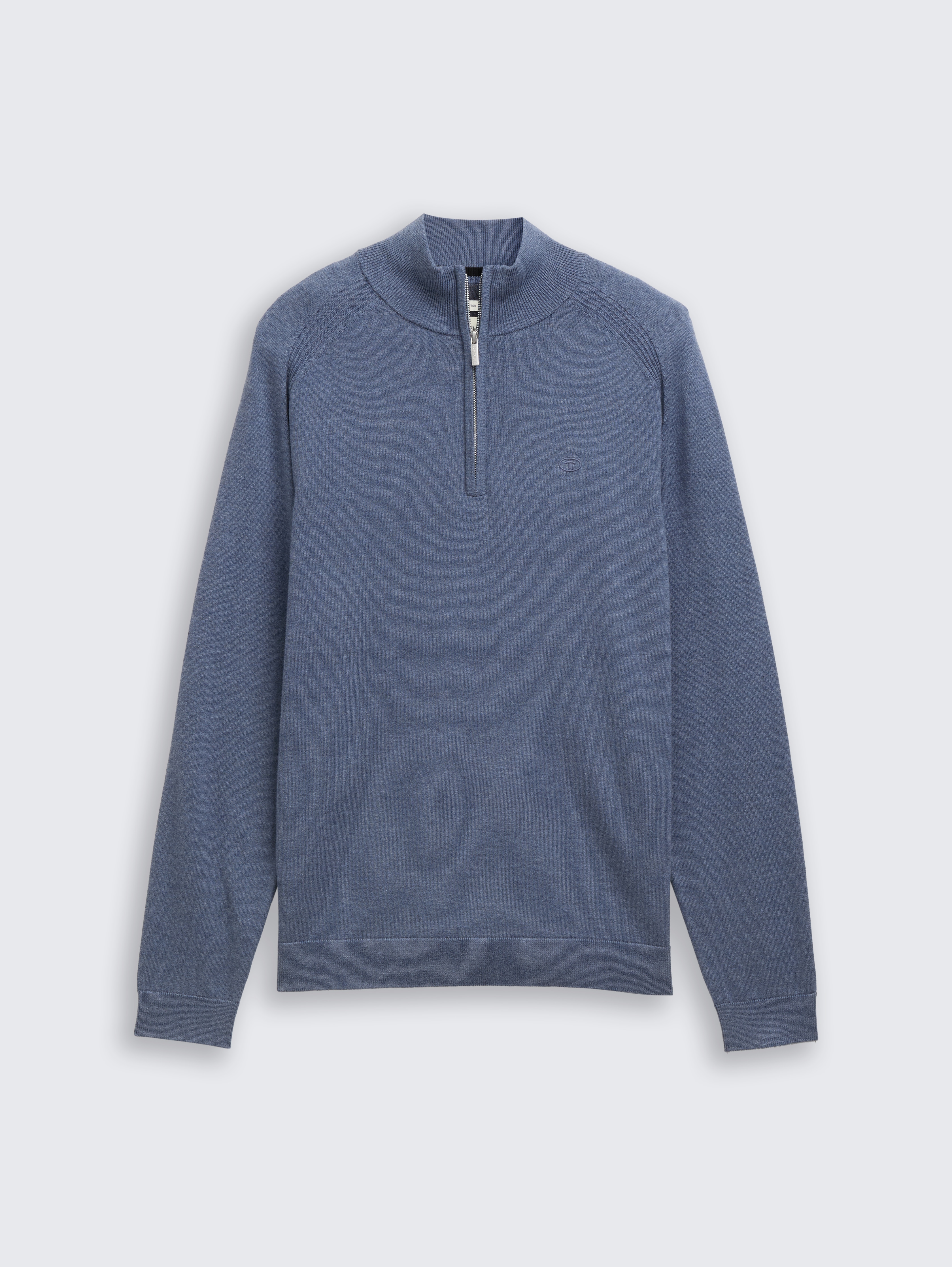 Troyer Strickpullover mit Logo-Stickerei von Men, vintage indigo blue melange