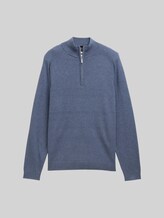 Troyer Strickpullover mit Logo-Stickerei - vintage indigo blue melange