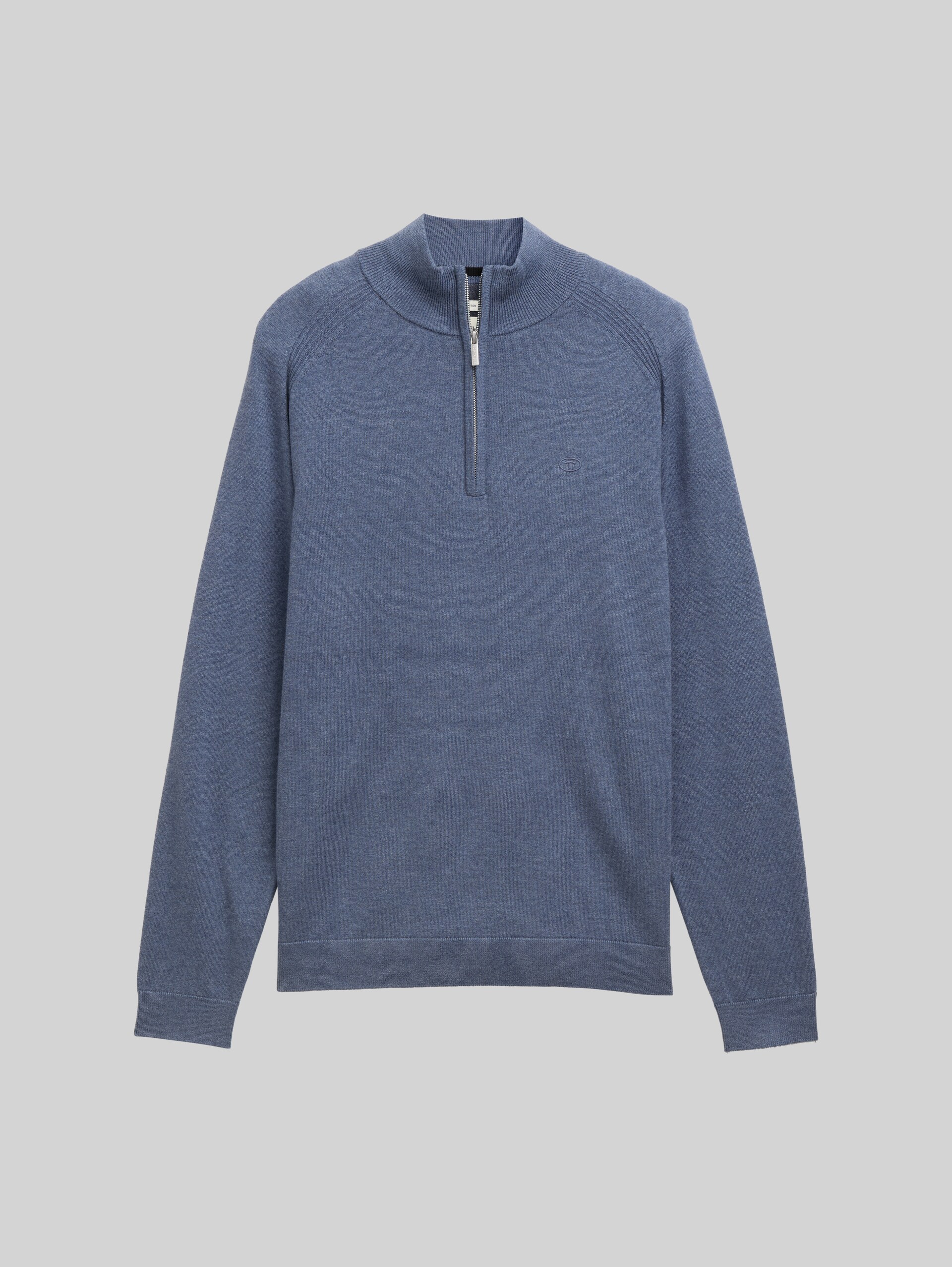 Troyer knitted jumper with logo embroidery - vintage indigo blue melange