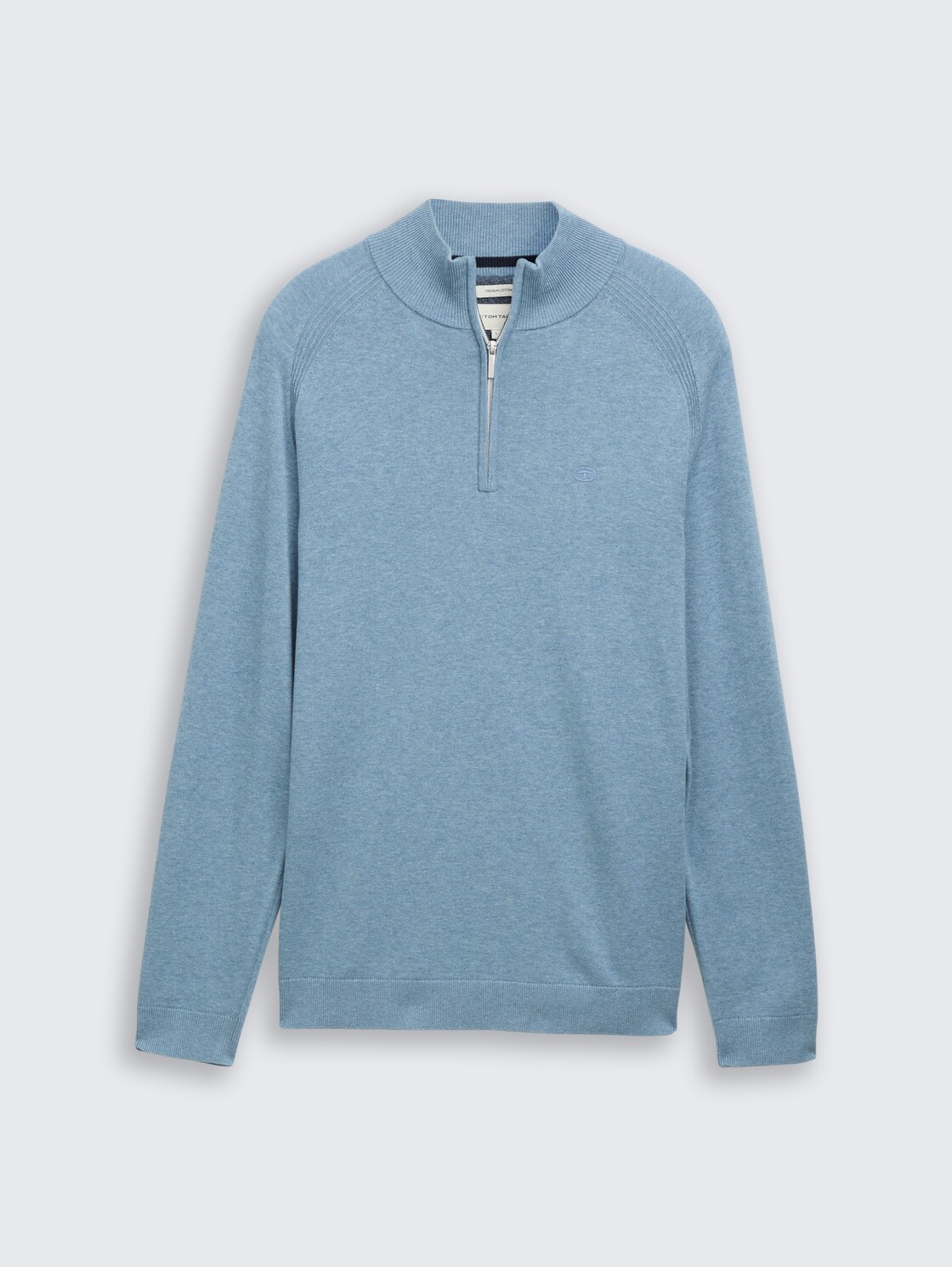 Troyer Strickpullover mit Logo-Stickerei - faded blue melange