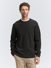 Pull en coton - Black Grey Melange - Découpe Vue de face du modèle