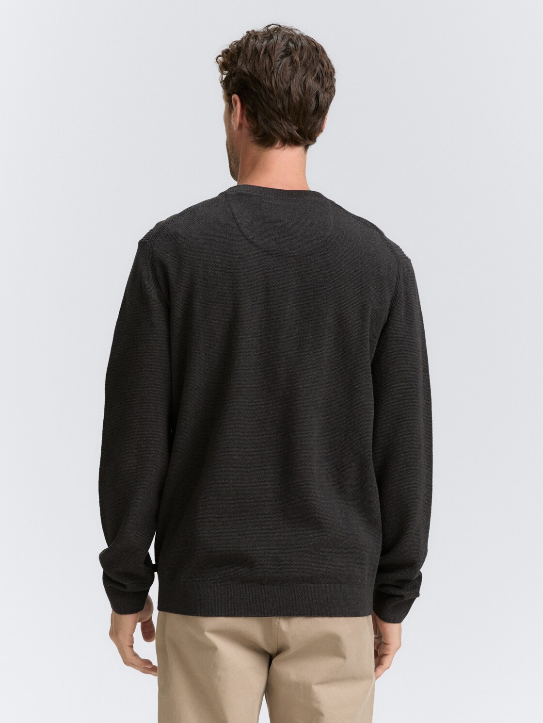 Strickpullover aus Baumwolle - Black Grey Melange