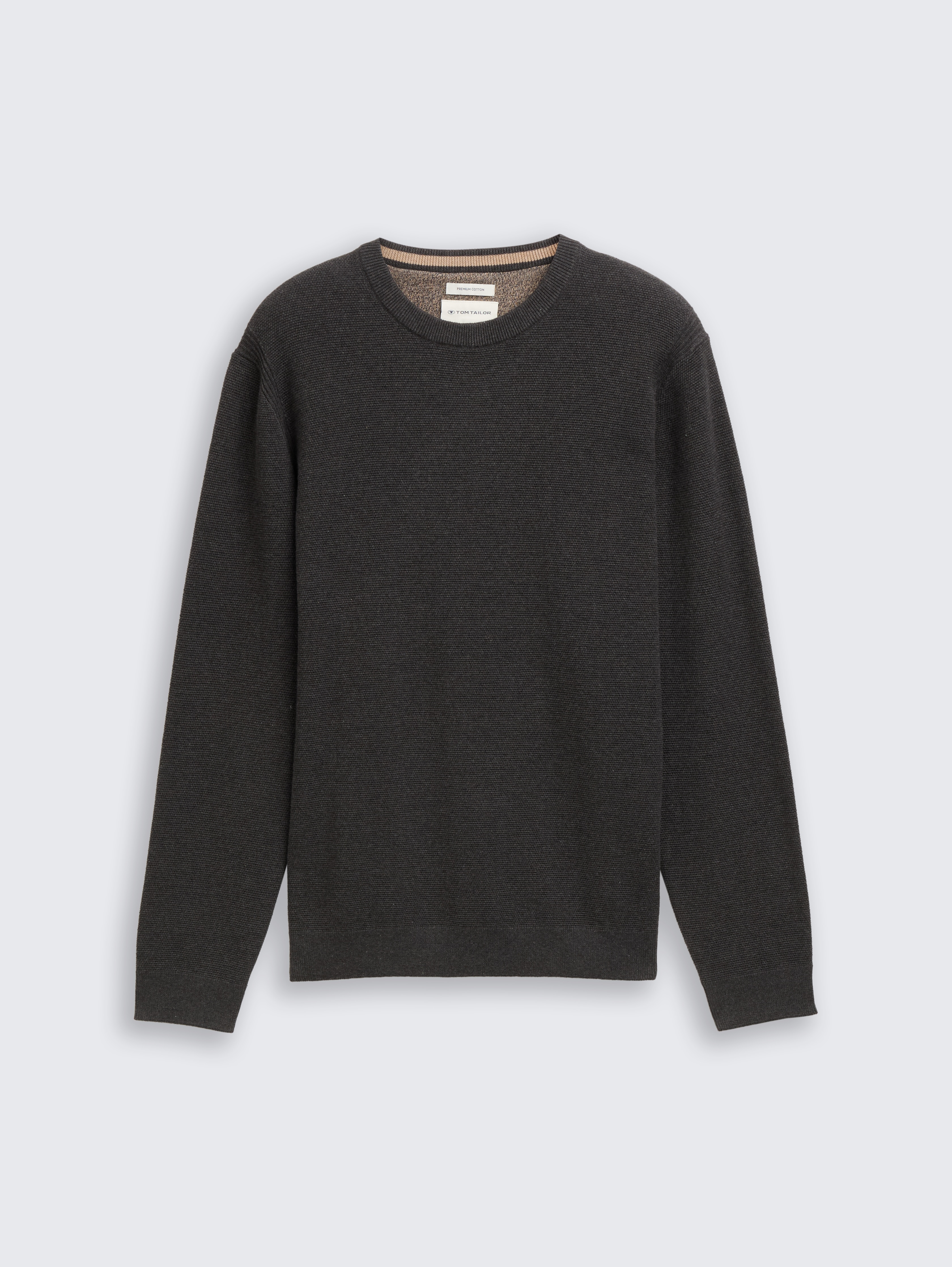 Strickpullover aus Baumwolle von Men, Black Grey Melange