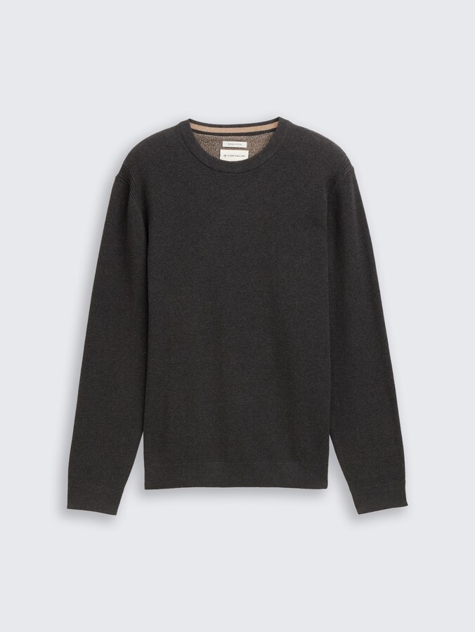 Strickpullover aus Baumwolle von Men, Black Grey Melange