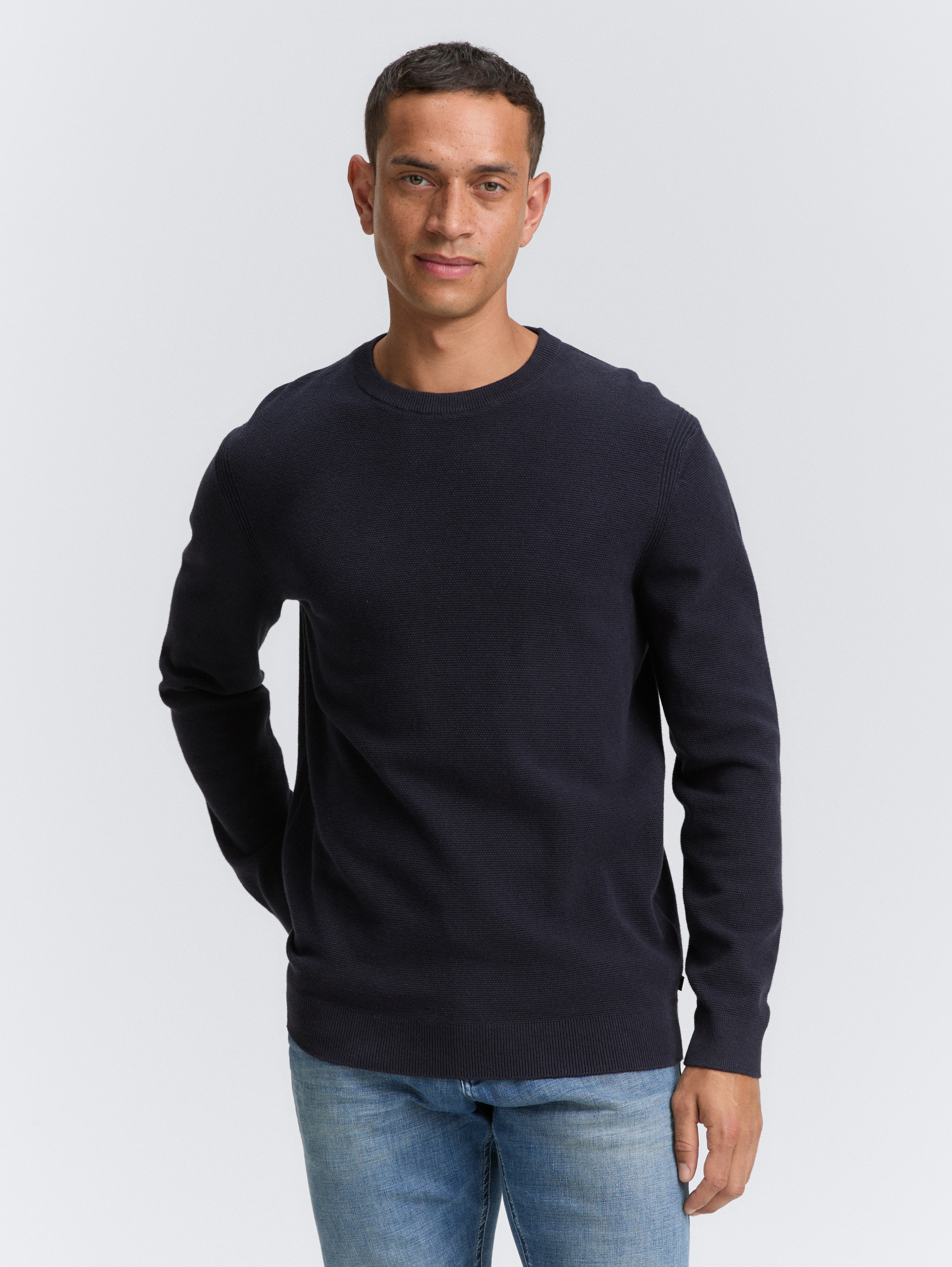 Strickpullover aus Baumwolle von Men, Knitted Navy Melange