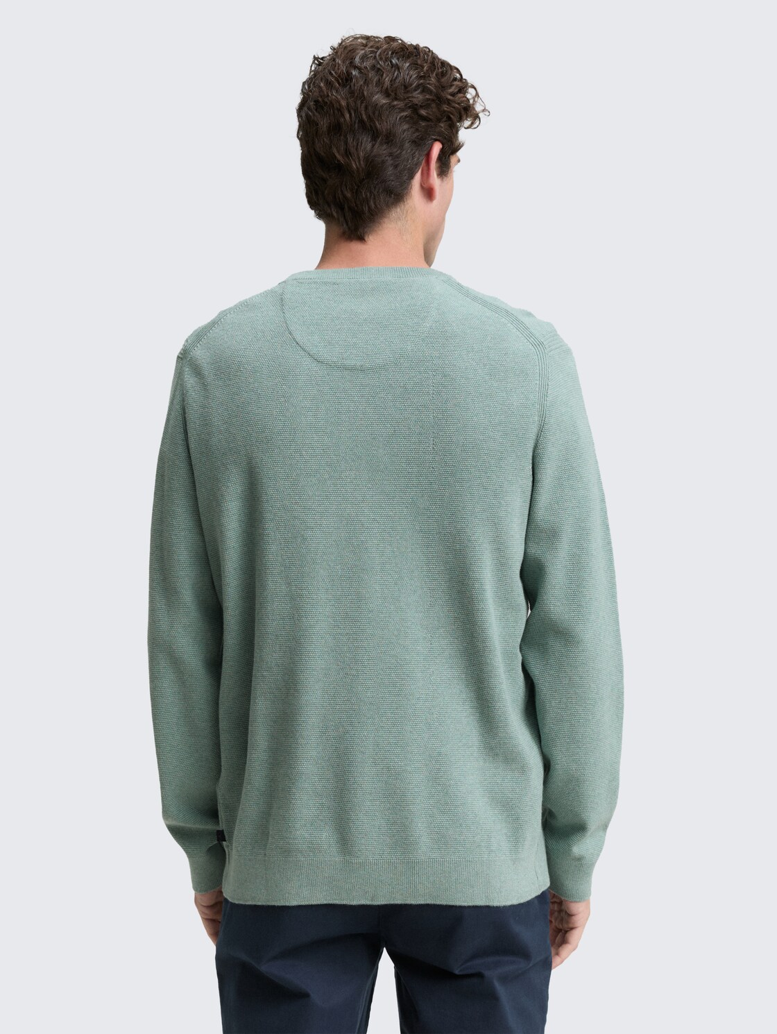 Strickpullover aus Baumwolle - dark smoke green melange