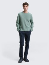 Pull en maille de coton - dark smoke green melange - Vue de face du modèle