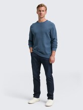 Pull en coton tricoté - real teal melange - Vue de face du modèle
