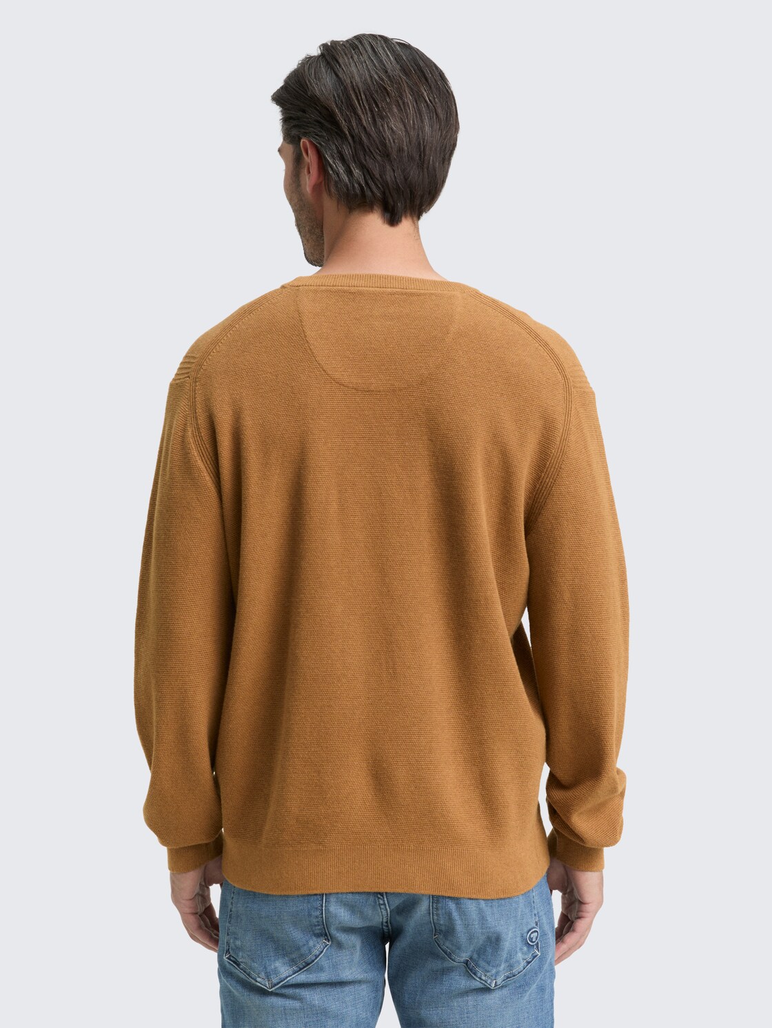 Strickpullover aus Baumwolle - deep cognac melange
