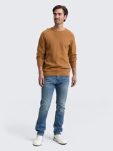 Pull en maille de coton - deep cognac melange - Vue de face du modèle
