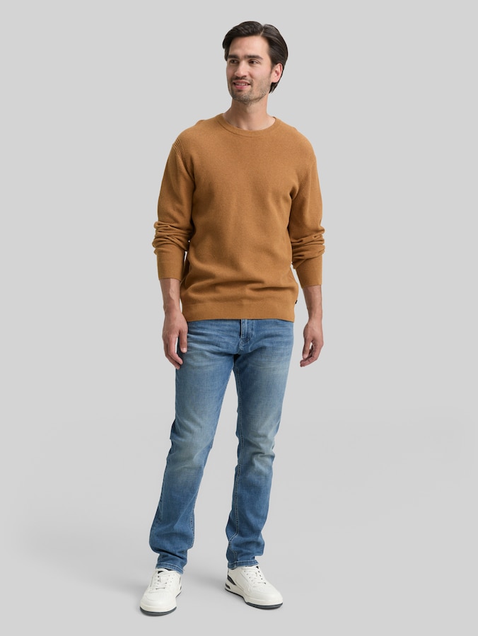 Strickpullover aus Baumwolle von Men, deep cognac melange