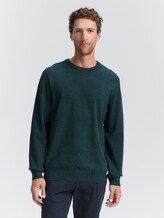 Pull en maille de coton - jasper green navy twotone - Découpe Vue de face du modèle