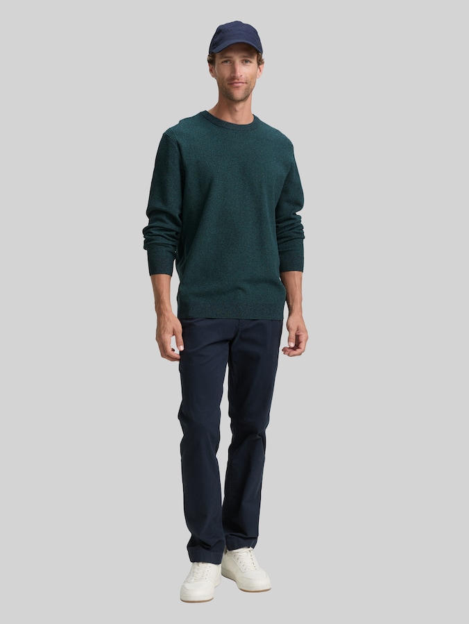 Strickpullover aus Baumwolle von Men, jasper green navy twotone