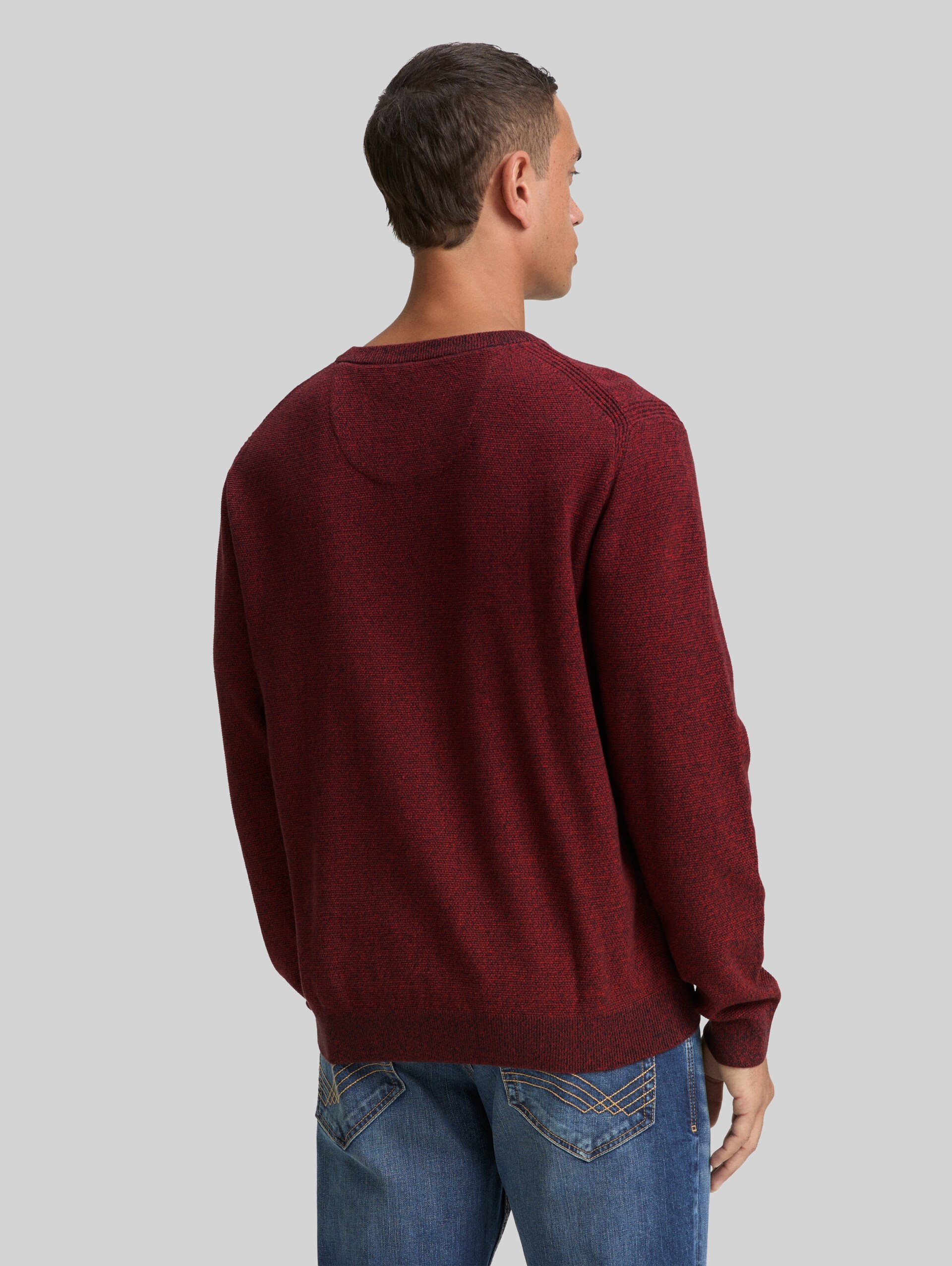 Cotton knit jumper - samba red navy twotone