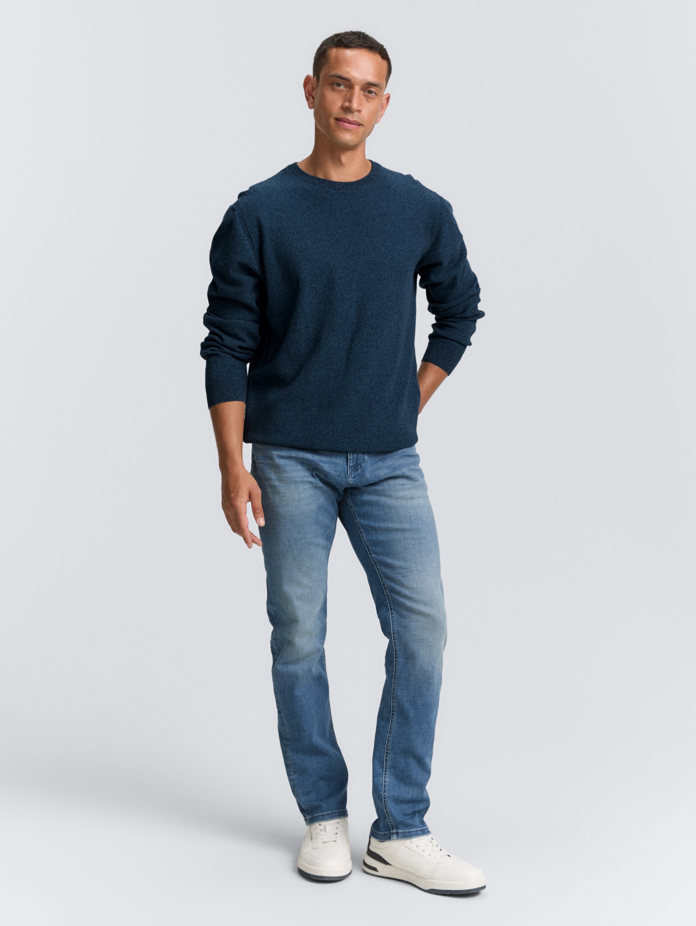 Strickpullover aus Bio-Baumwolle - real_teal_navy_twotone - 