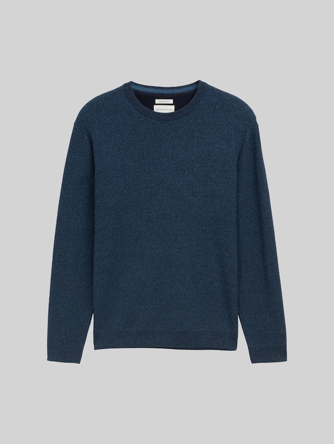 Pull en tricot de coton par Men, real teal navy twotone