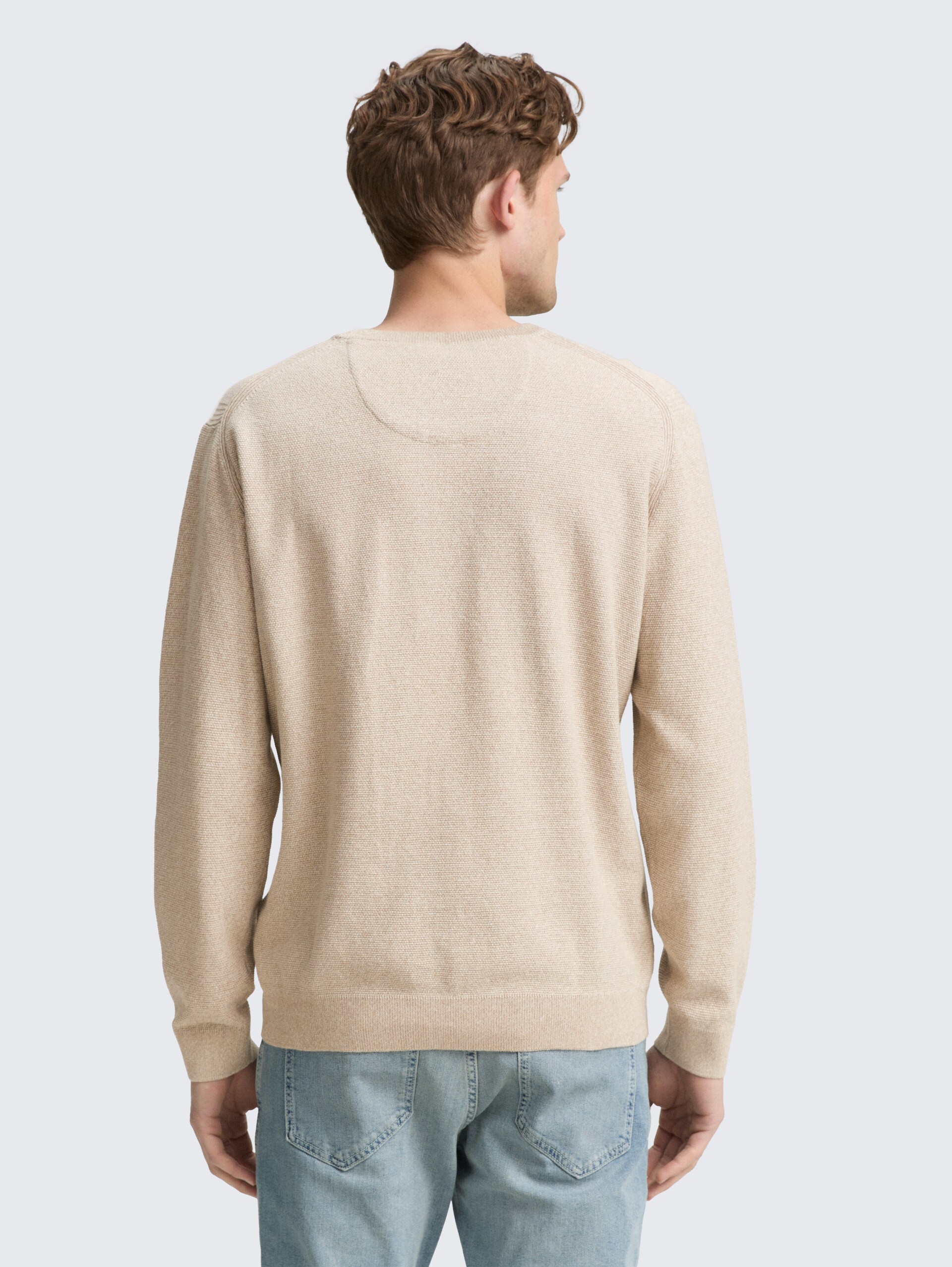 Strickpullover aus Baumwolle - beige offwhite twotone