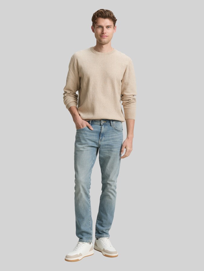 Strickpullover aus Baumwolle von Men, beige offwhite twotone