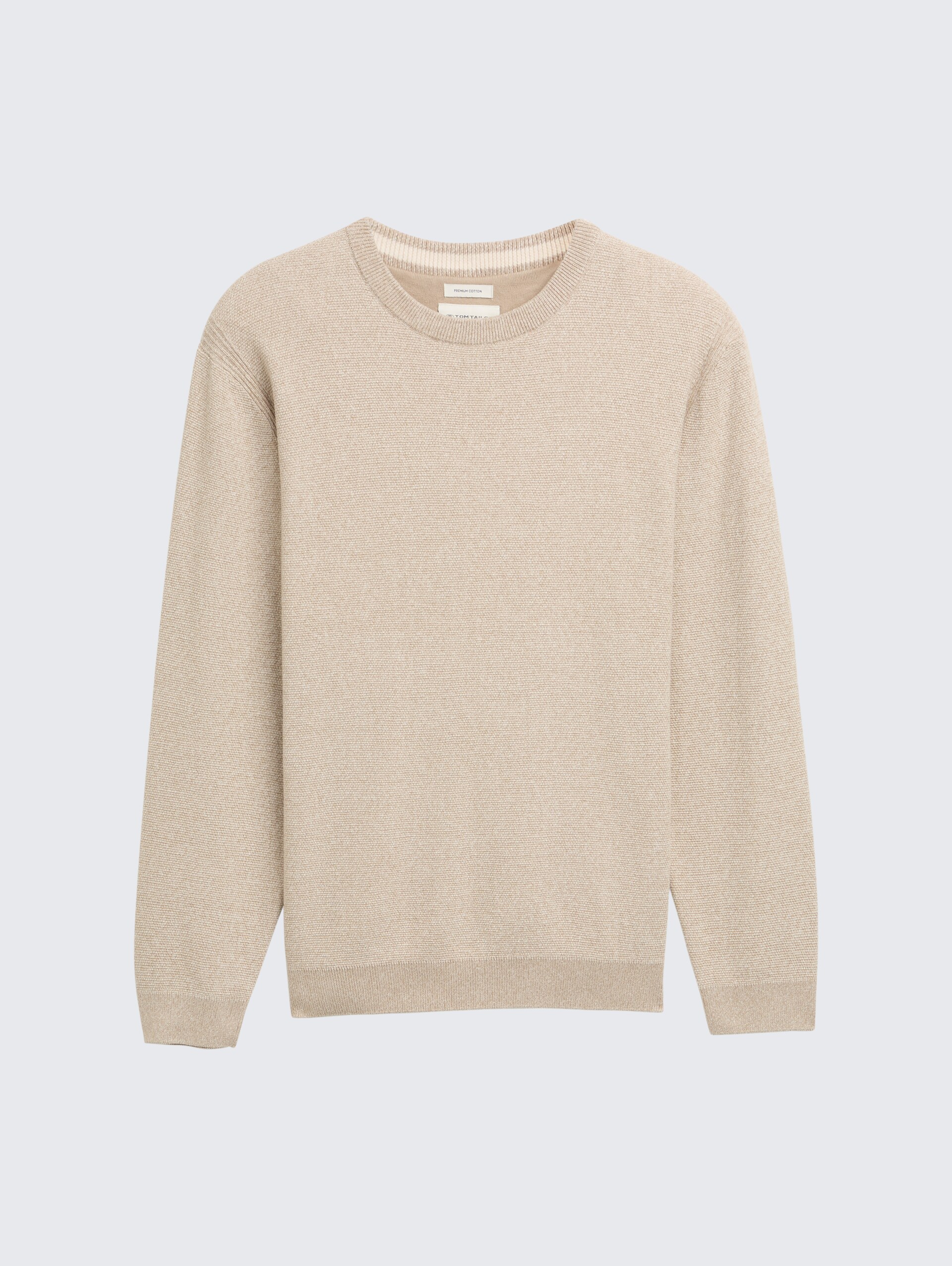 Strickpullover aus Baumwolle - beige offwhite twotone