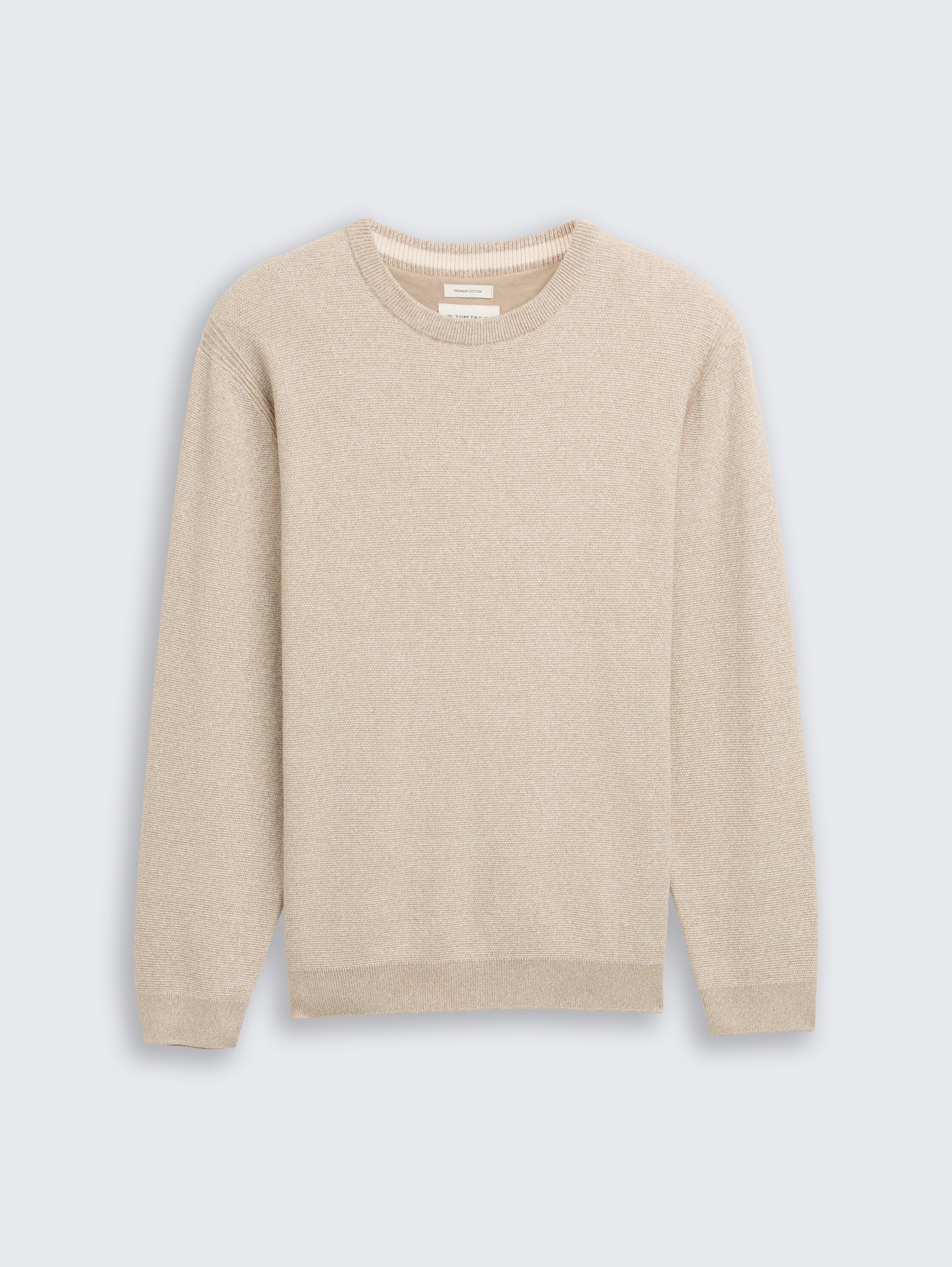 Gebreide trui van biologisch katoen - beige offwhite twotone