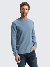 Pull en maille de coton - faded blue melange - Découpe Vue de face du modèle