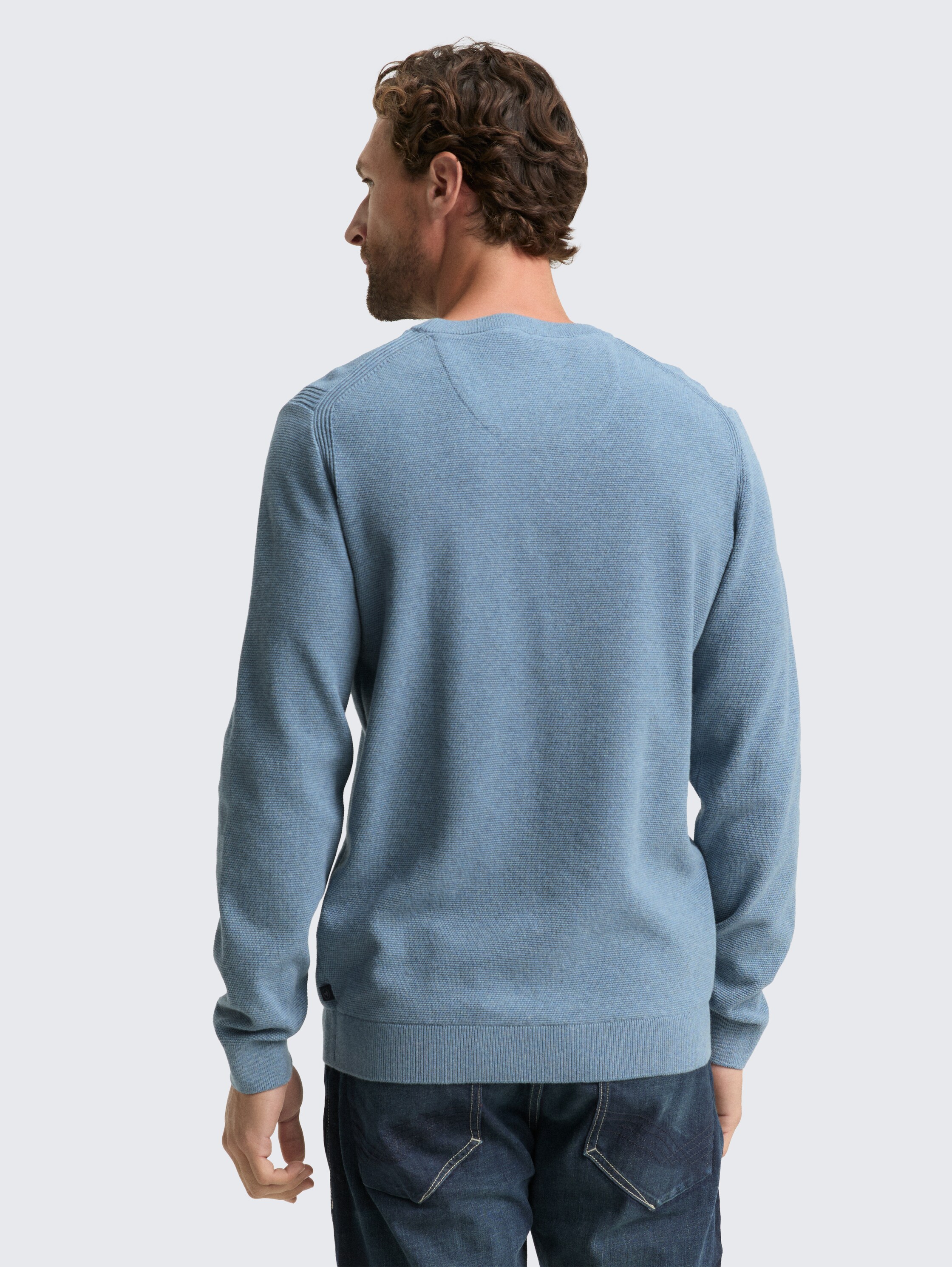 Knitted jumper in organic cotton - faded_blue_melange_1 - 