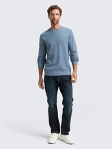 Pull en maille de coton - faded blue melange - Vue de face du modèle