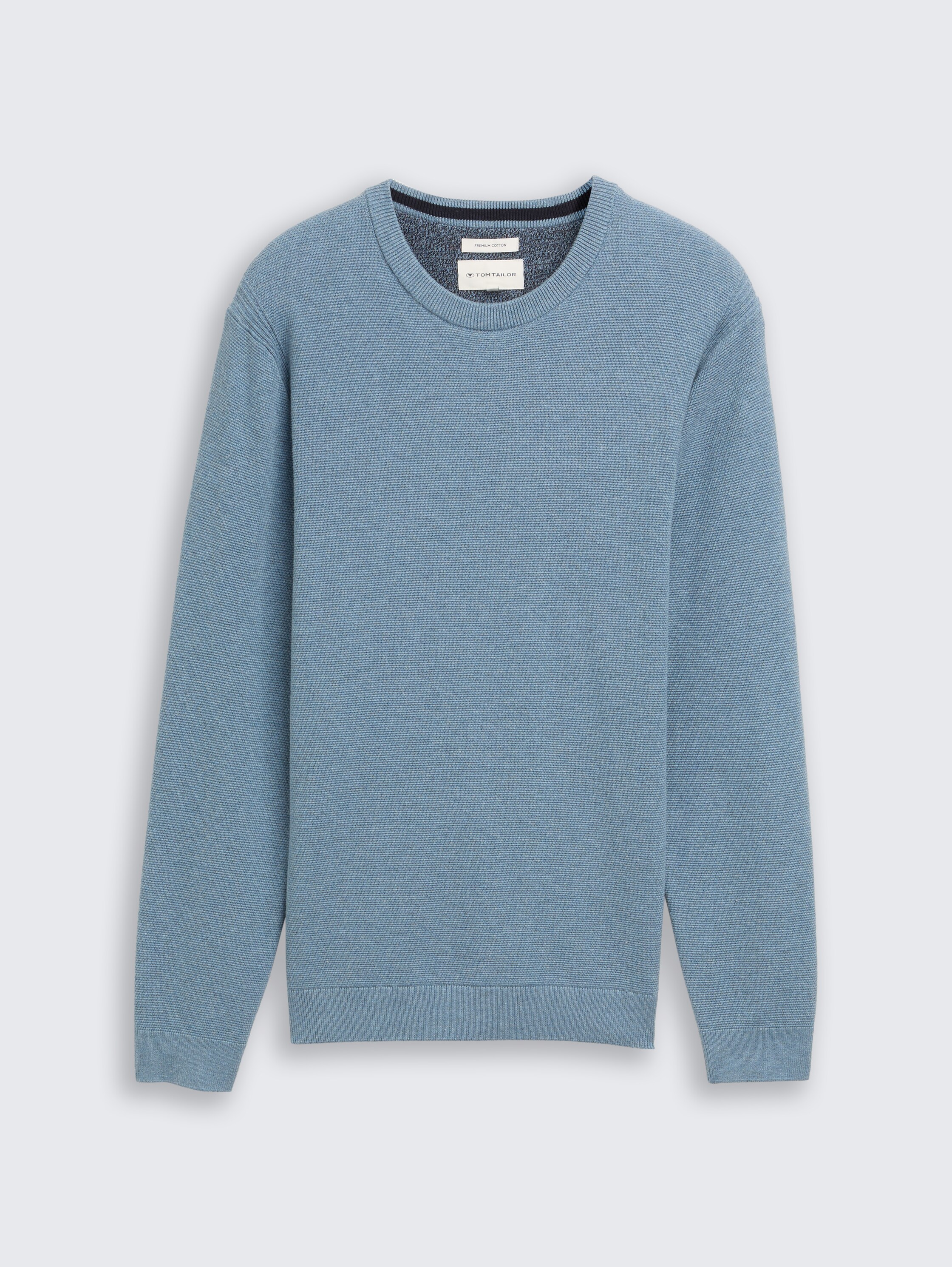 Knitted jumper in organic cotton - faded_blue_melange_1 - 
