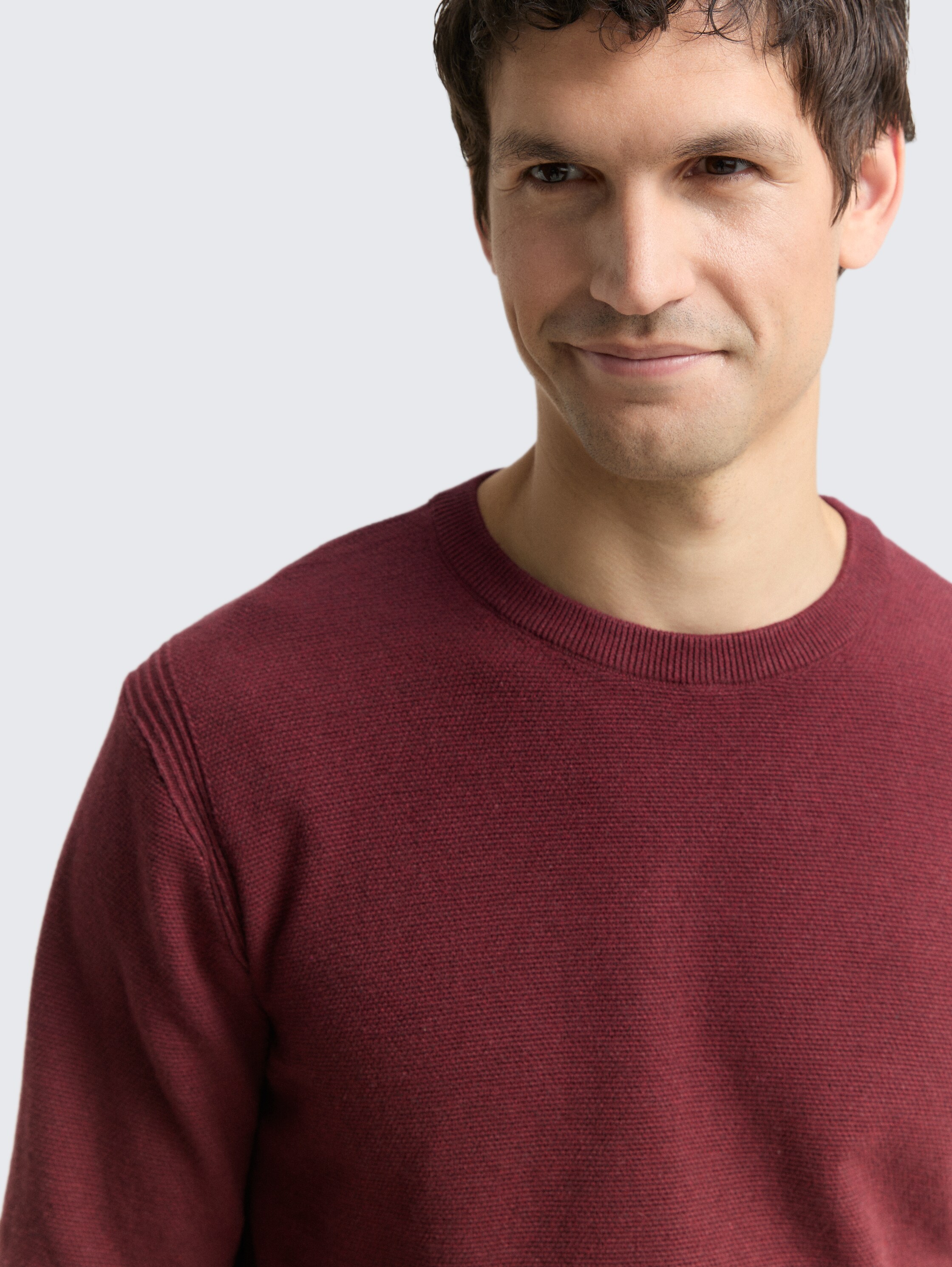 Strickpullover aus Bio-Baumwolle - bordeaux_melange - 