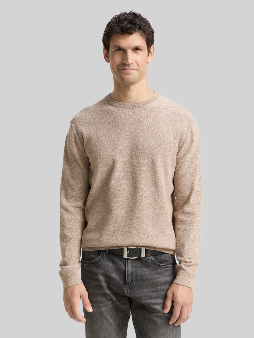 Strickpullover aus Baumwolle von Men, brown offwhite twotone