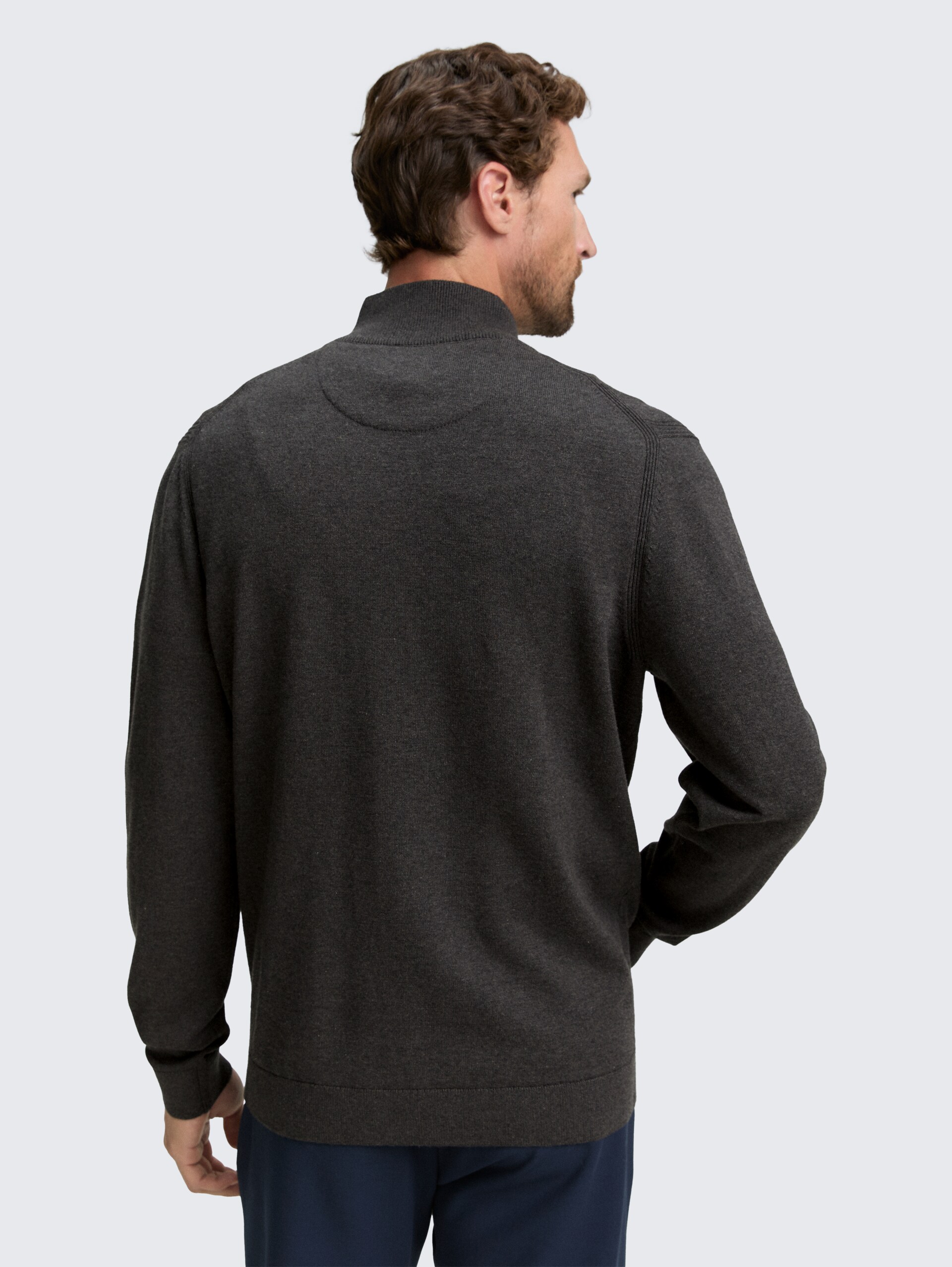 Strickjacke mit Stehkragen - Black Grey Melange