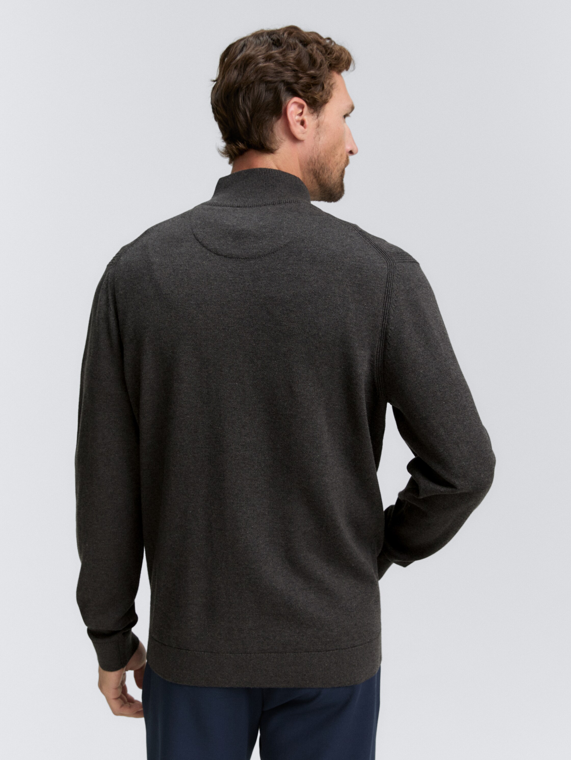 Gebreid vest van katoen - black_grey_melange - 