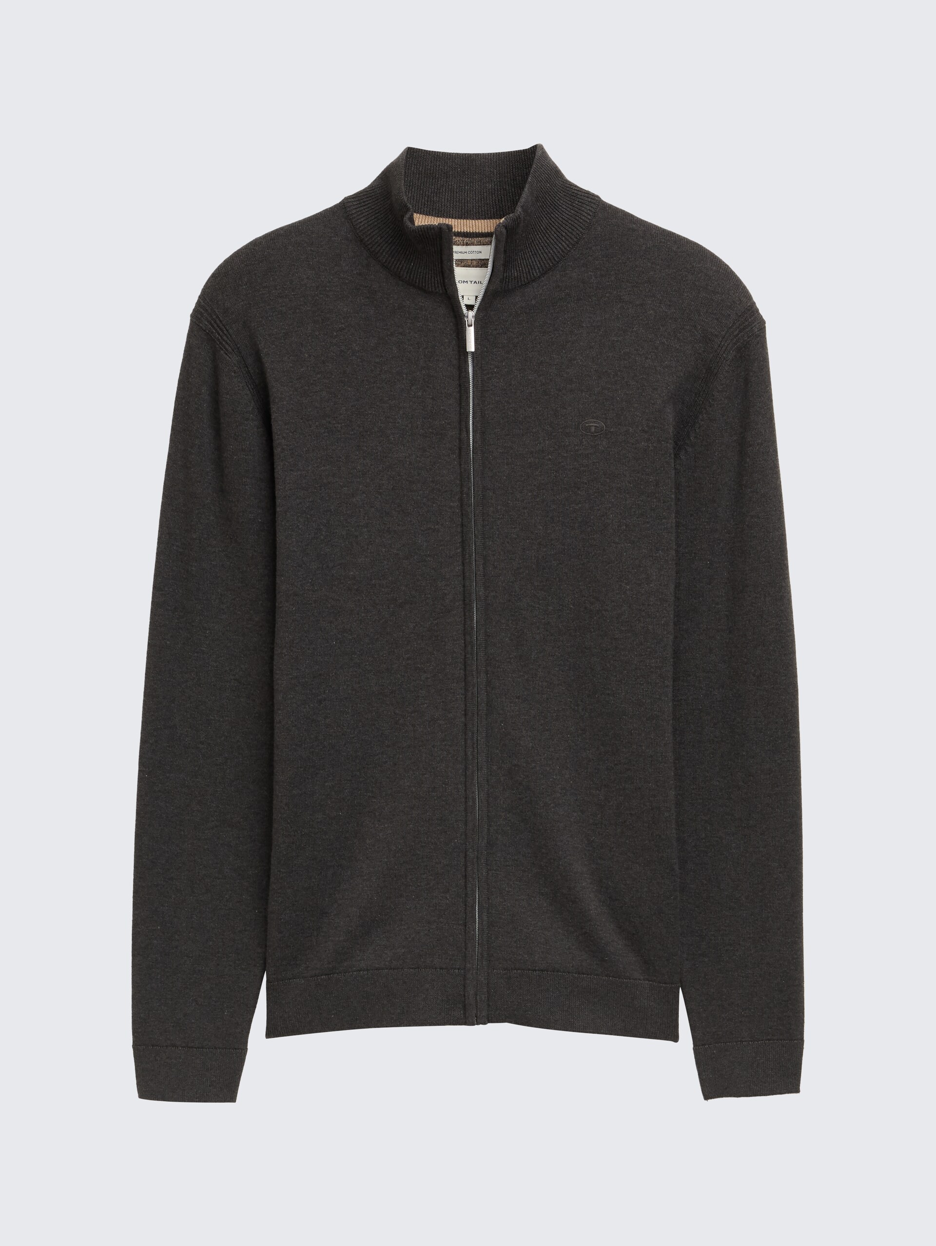 Strickjacke mit Stehkragen - Black Grey Melange